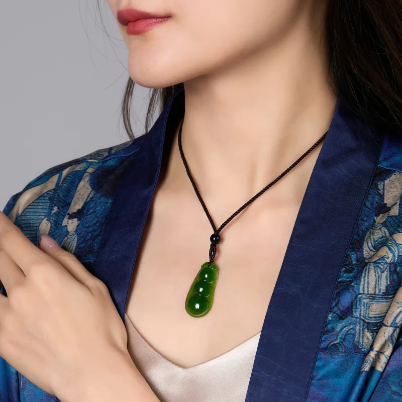 Cuiya Golden Building Hetian Jade Necklaces Jasper Women's-3