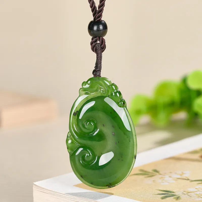 Cuiya Golden Building Hetian Jade Necklaces Jasper Women's-1