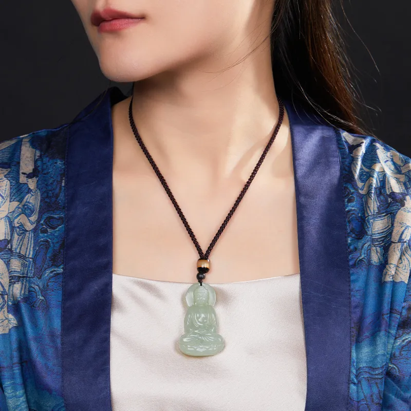 Cuiya Golden Building Pendants Pale Greenish White Jade Unisex-2