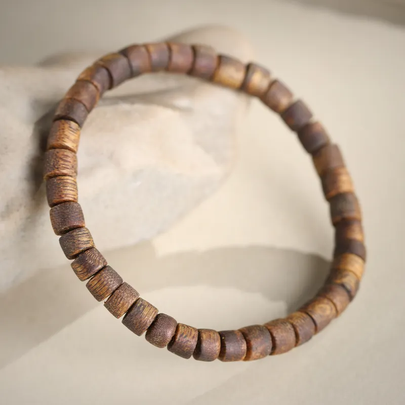 Cuiya Golden Building Sandalwood Aromatic Craft Beaded Bracelet Unisex-3