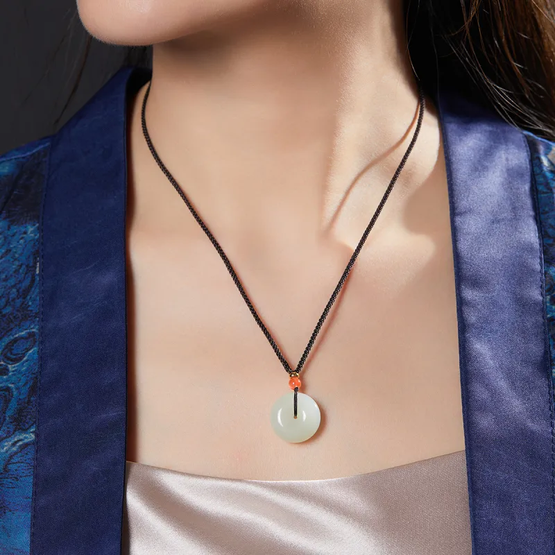 Cuiya Golden Building Hetian Jade Hetian Jade Pendants Unisex Pale Greenish White Jade-3