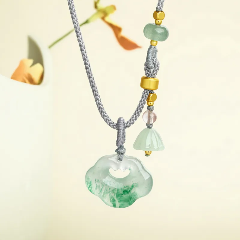 Cuiya Golden Building Dulong Jade Necklaces Women's-4