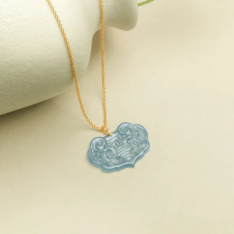 Cuiya Golden Building Ice Glutinous Jadeite Necklaces Women's-5