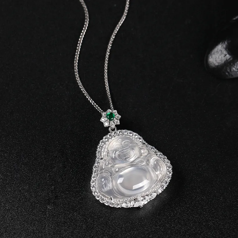 Cuiya Golden Building Chalcedony Jade Pendants Women's-5