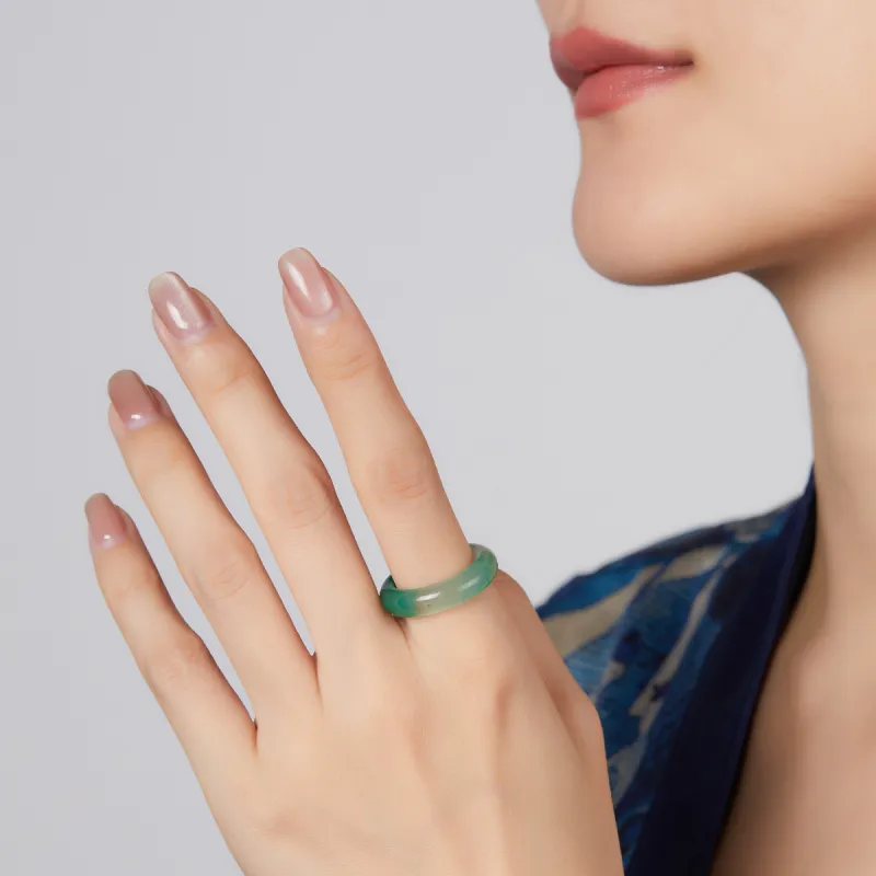 Cuiya Golden Building Dulong Jade Rings Unisex-5