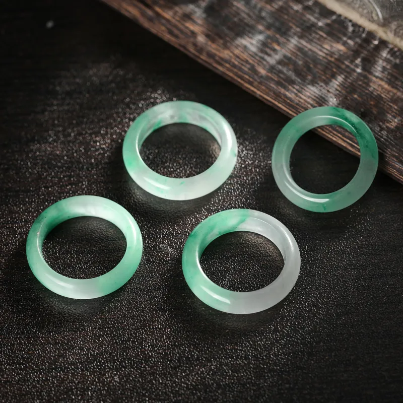 Cuiya Golden Building Dulong Jade Rings Unisex-2