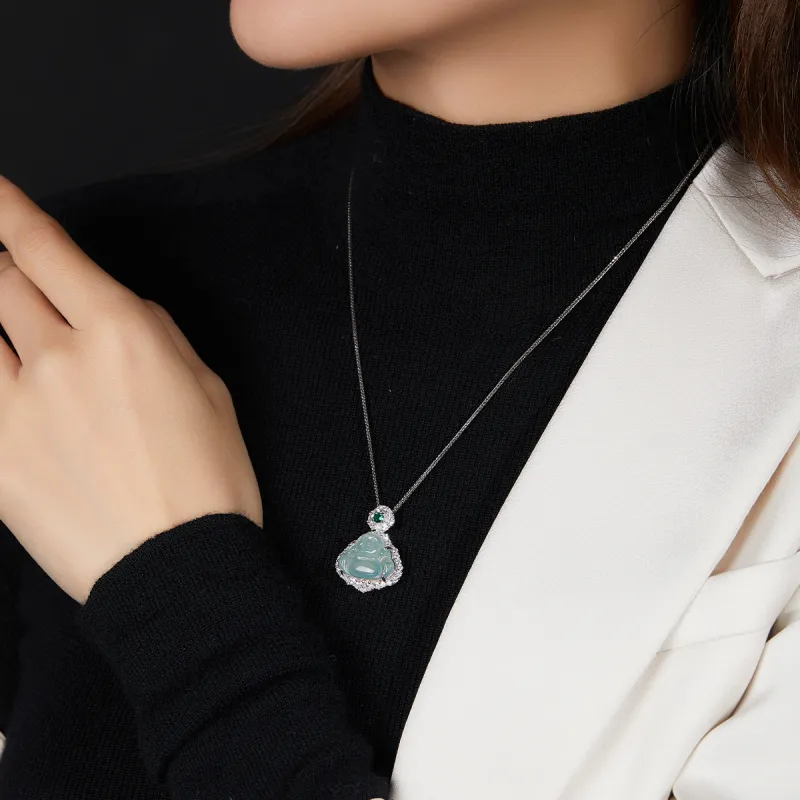 Cuiya Golden Building Ice Glutinous Jadeite Necklaces Women's-6
