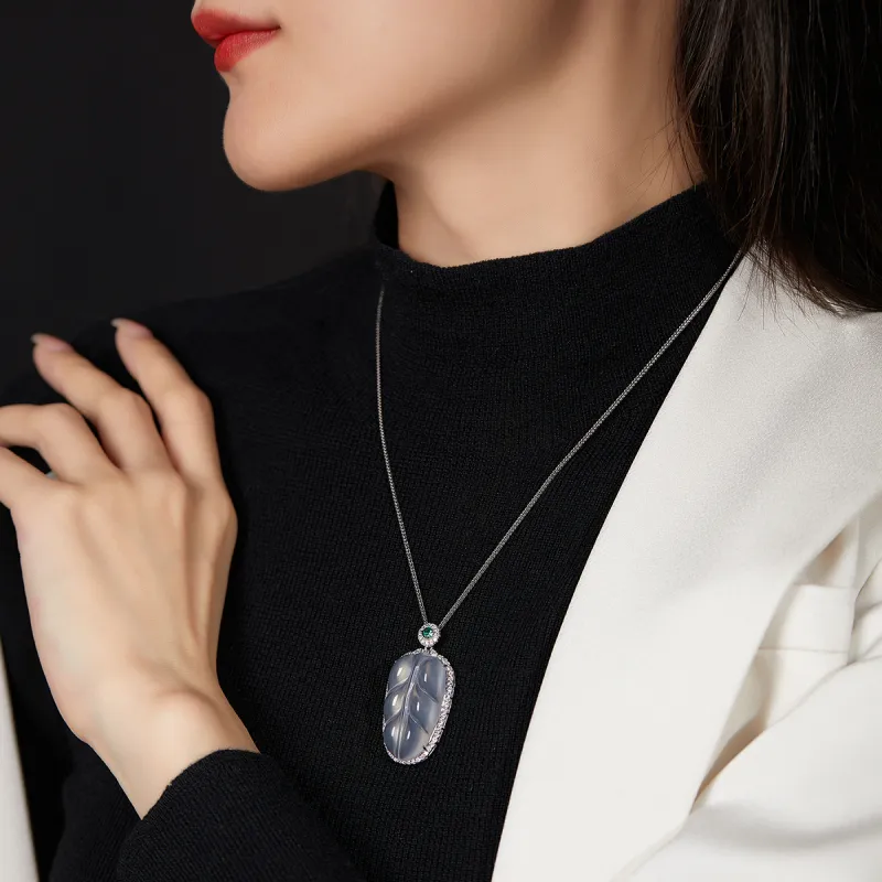 Cuiya Golden Building Chalcedony Jade Pendants Women's-6