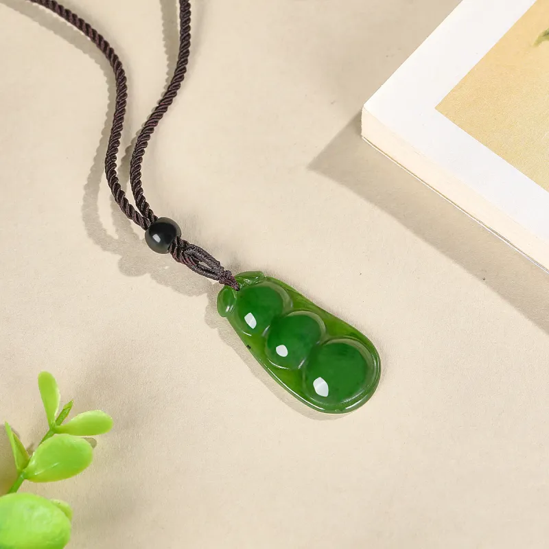 Cuiya Golden Building Hetian Jade Necklaces Jasper Women's-4
