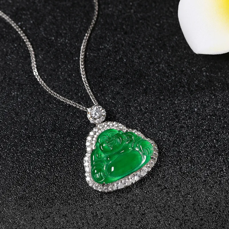 Cuiya Golden Building Ice Type Jadeite Necklaces Women's-6