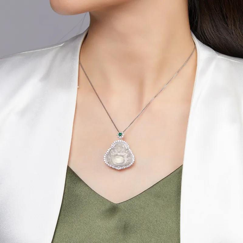 Cuiya Golden Building Chalcedony Jade Pendants Women's-2