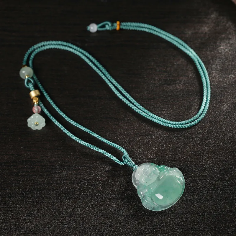 Cuiya Golden Building Dulong Jade Necklaces Unisex-4