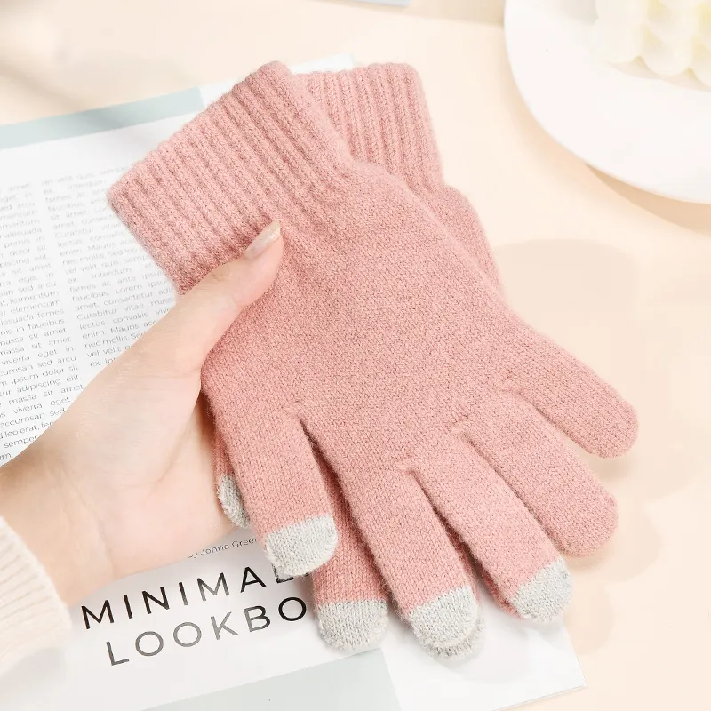 BANDICOOT Sheep Wool Knit Gloves Unisex Red-5