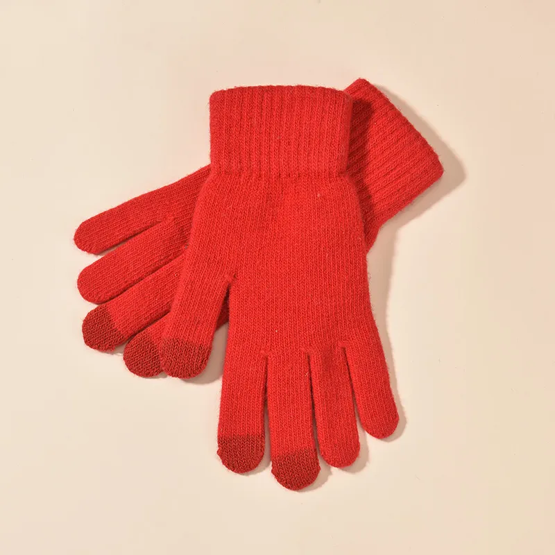BANDICOOT Sheep Wool Knit Gloves Unisex Red-15