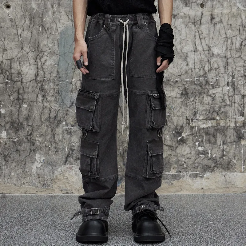 Merge Lab. Cargo Pants Unisex Washed Black Gray-2