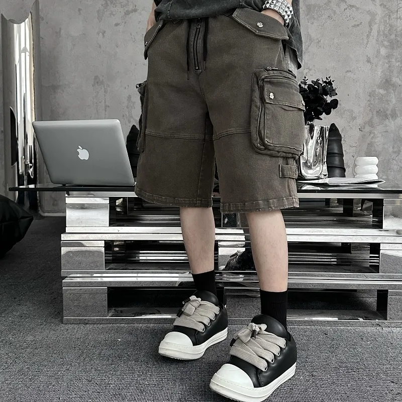 Merge Lab. Cargo Shorts Unisex Washable Mud Gray-2