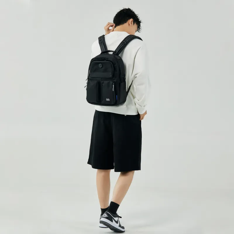 Land Gulls Nylon Fabric Backpack Laptop Bag Tubas Unisex Navy Blue/Black-14