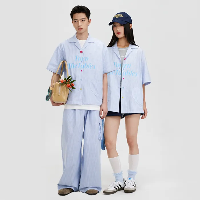 TURNTHETABLES Shirt Unisex Blue Stripes-2