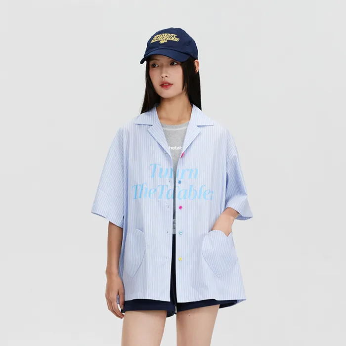 TURNTHETABLES Shirt Unisex Blue Stripes-3