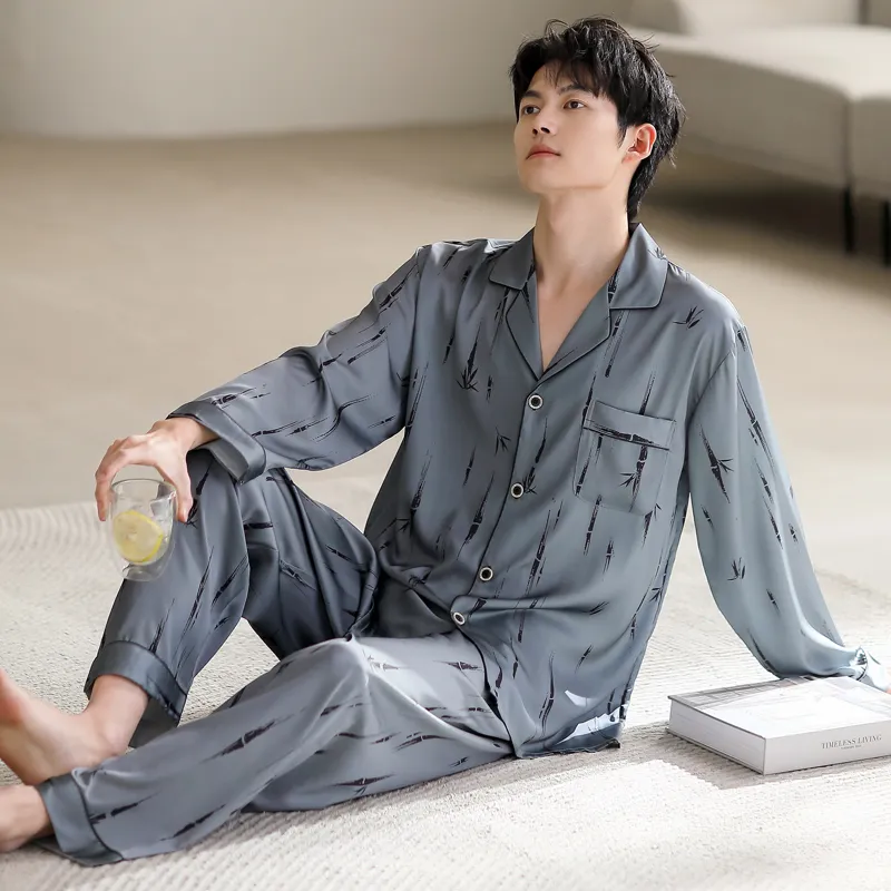 MIIOW Trend Party Series Pajama Set Men's Steel Blue-4
