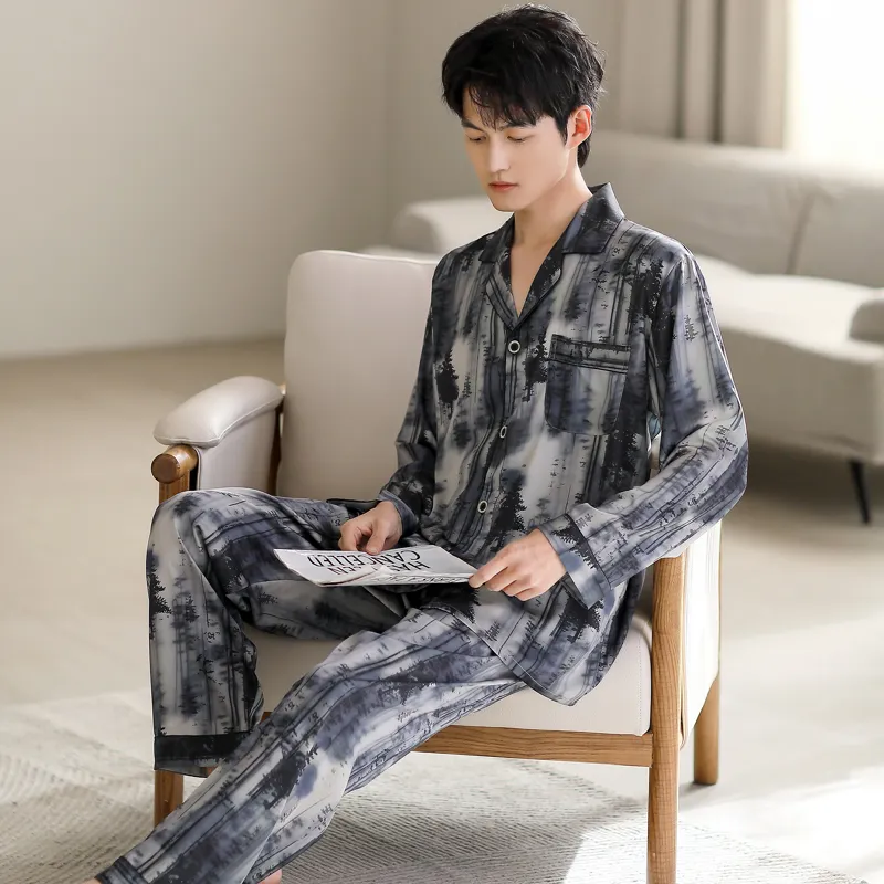MIIOW Trend Party Series Pajama Set Men's Slate Gray-3
