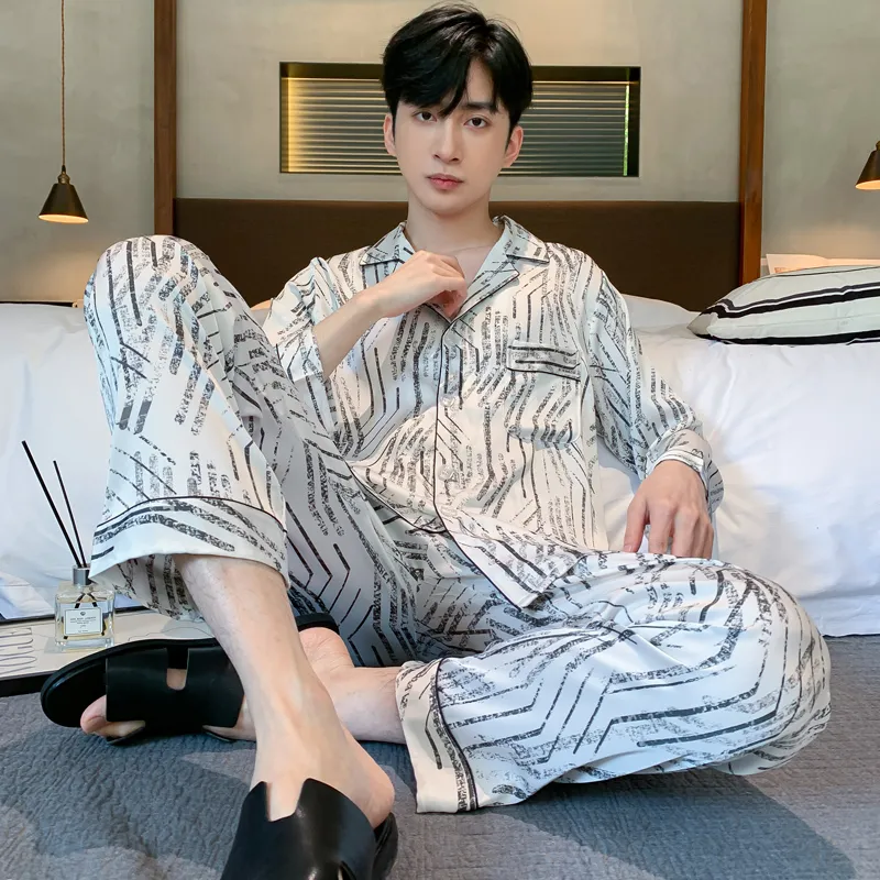 MIIOW Trend Party Series Pajama Set Men's White-3