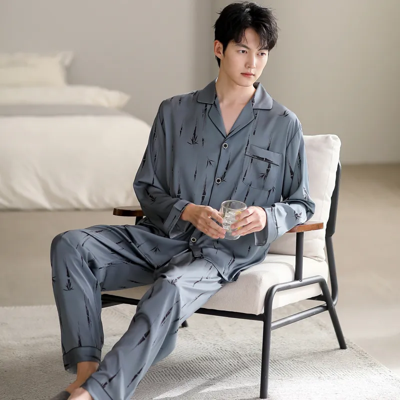 MIIOW Trend Party Series Pajama Set Men's Steel Blue-1