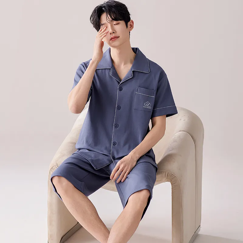 MIIOW Cool One Summer Series Pajama Set Men's Navy Blue-3