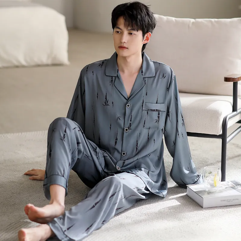 MIIOW Trend Party Series Pajama Set Men's Steel Blue-3