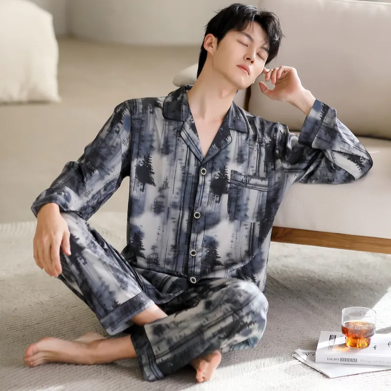 MIIOW Trend Party Series Pajama Set Men's Slate Gray-2