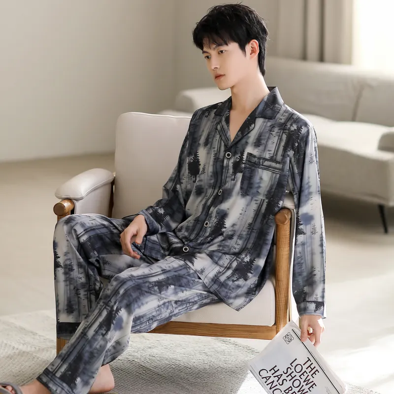MIIOW Trend Party Series Pajama Set Men's Slate Gray-4