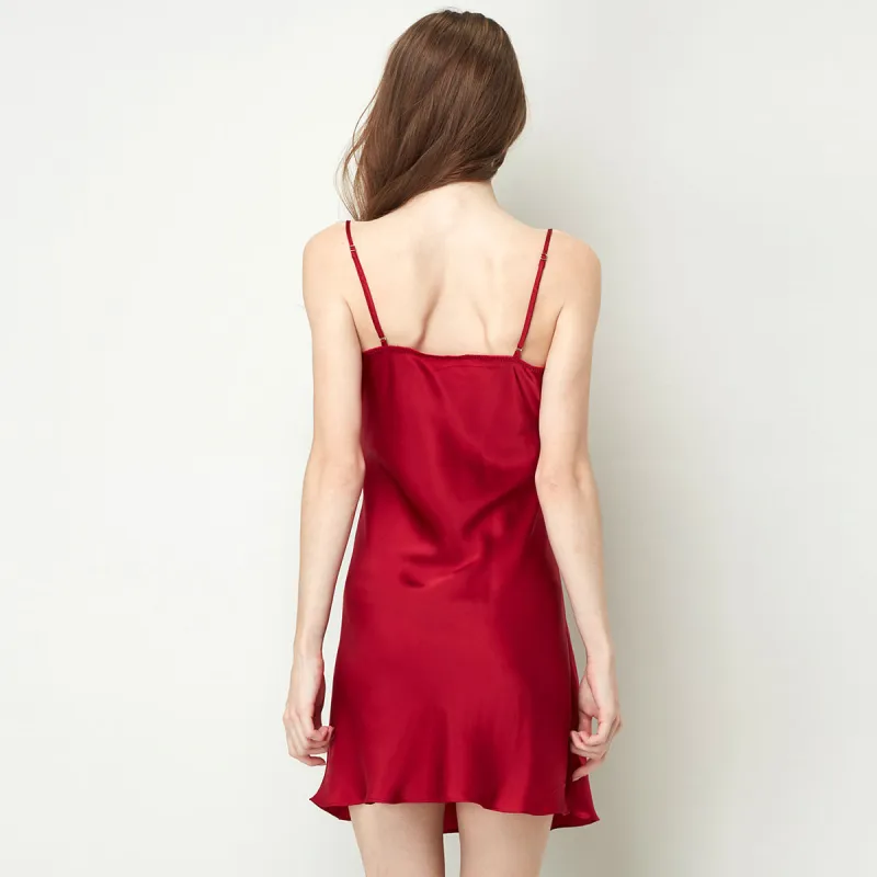 Silk Boundary Nightgown Women's Dark Red-1