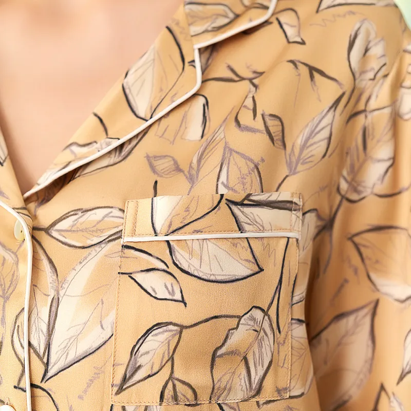 Silk Boundary Pajama Set Women's Earth Yellow-1