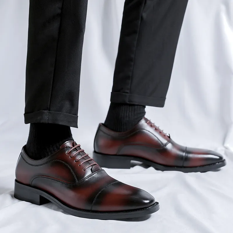 Product B Dress Shoes Men Low Top Brown/Black/Red-16