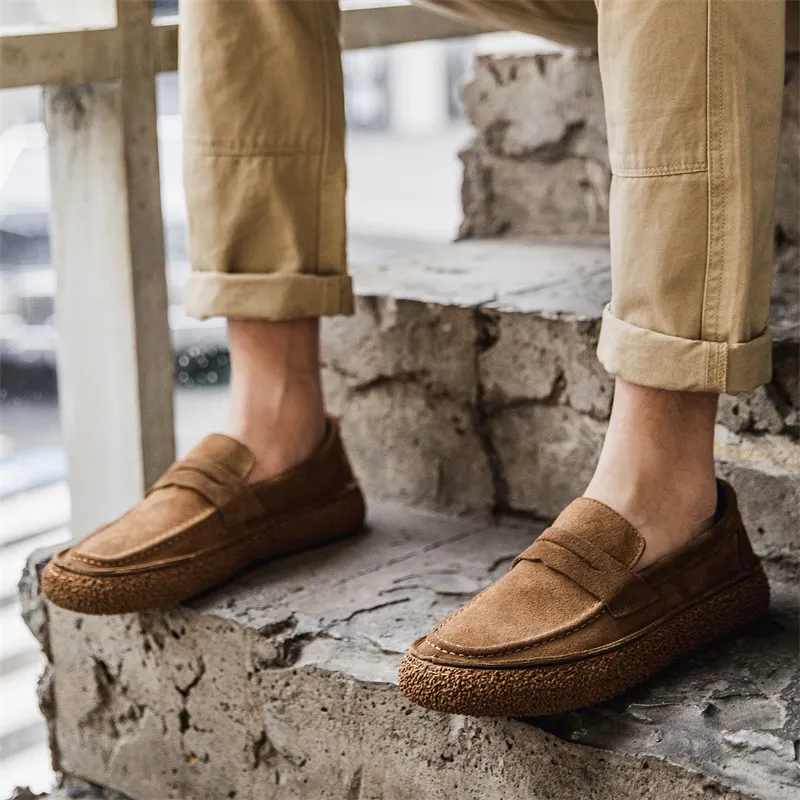 Product B Loafers Gommino Loafers Driving Shoes Men's Brown-5