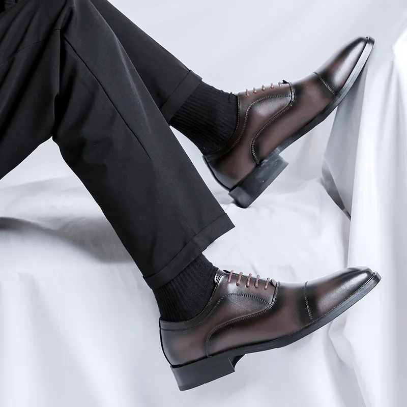 Product B Dress Shoes Men Low Top Brown/Black/Red-3