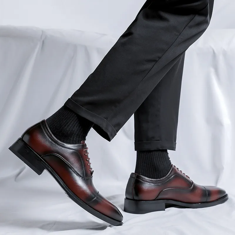 Product B Dress Shoes Men Low Top Brown/Black/Red-13