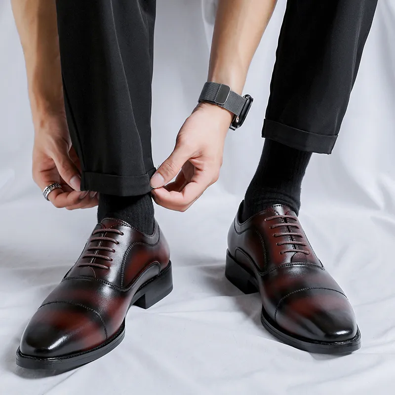 Product B Dress Shoes Men Low Top Brown/Black/Red-12