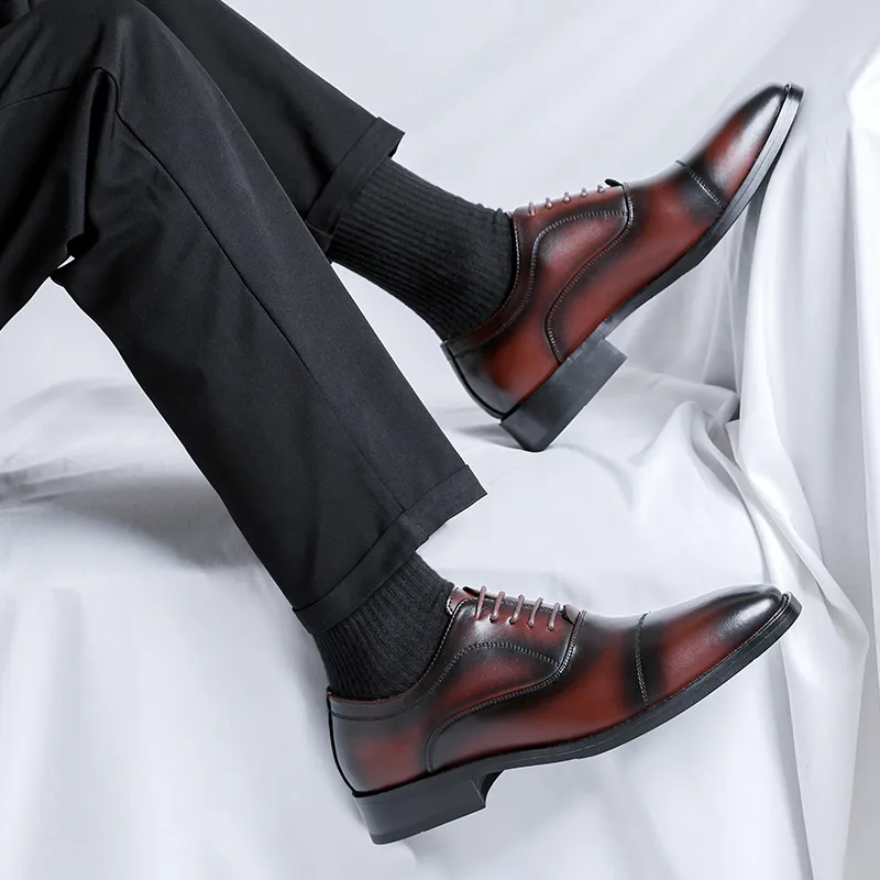 Product B Dress Shoes Men Low Top Brown/Black/Red-15