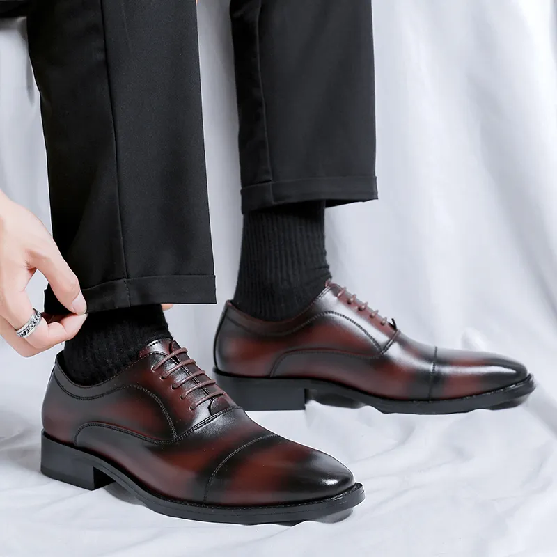 Product B Dress Shoes Men Low Top Brown/Black/Red-14