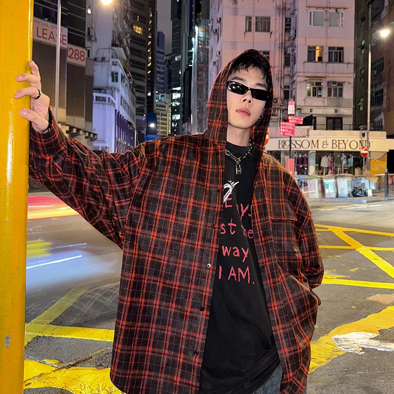 DBW DOUBLEWIN Shirt Unisex Red Black Plaid-3