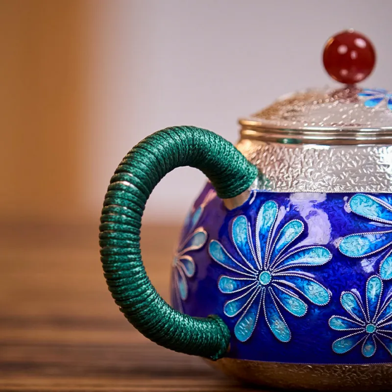 SHUNQINYINLOU 999 Fine Silver Teapots Unisex-3