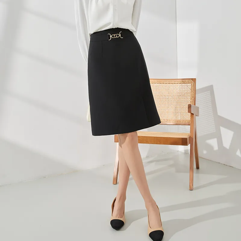 Mambe Casual Long Skirts Women's Black-2