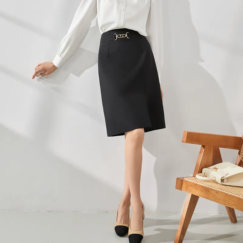 Mambe Casual Long Skirts Women's Black-4