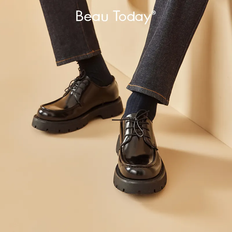 Beau Today Men's Casual Shoes Men Low Top Classic Black-6