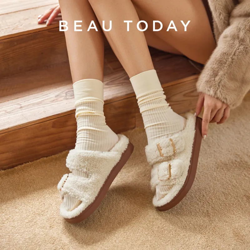 Beau Today Slide Slippers Women's White-5