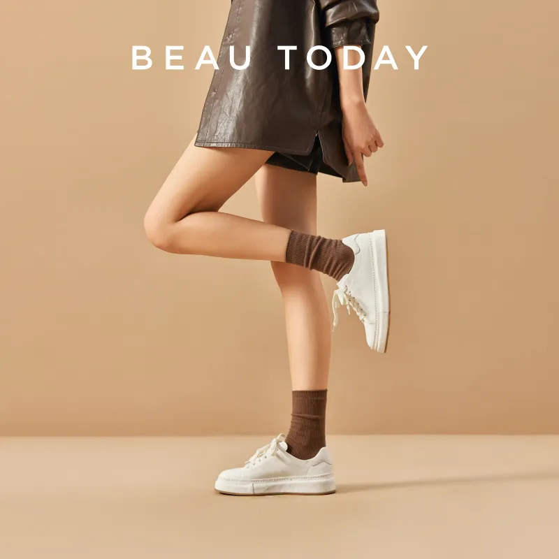 Beau Today Low Top Skateboard Shoes Women's White-3