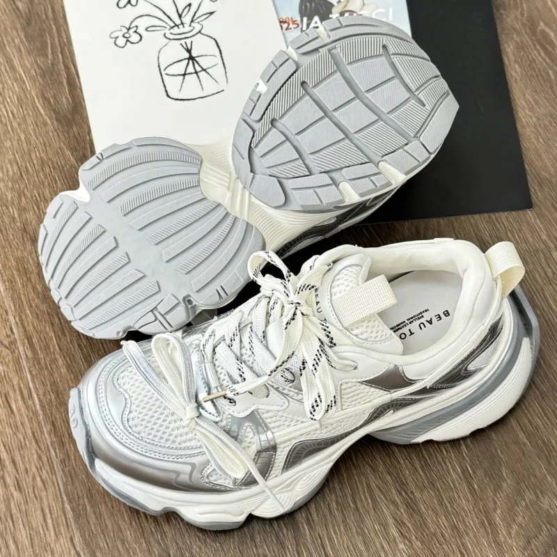 Beau Today Shock Absorbers With Slip Resistant And Abrasion Resistant Properties Low Top Chunky Sneakers Women's-1