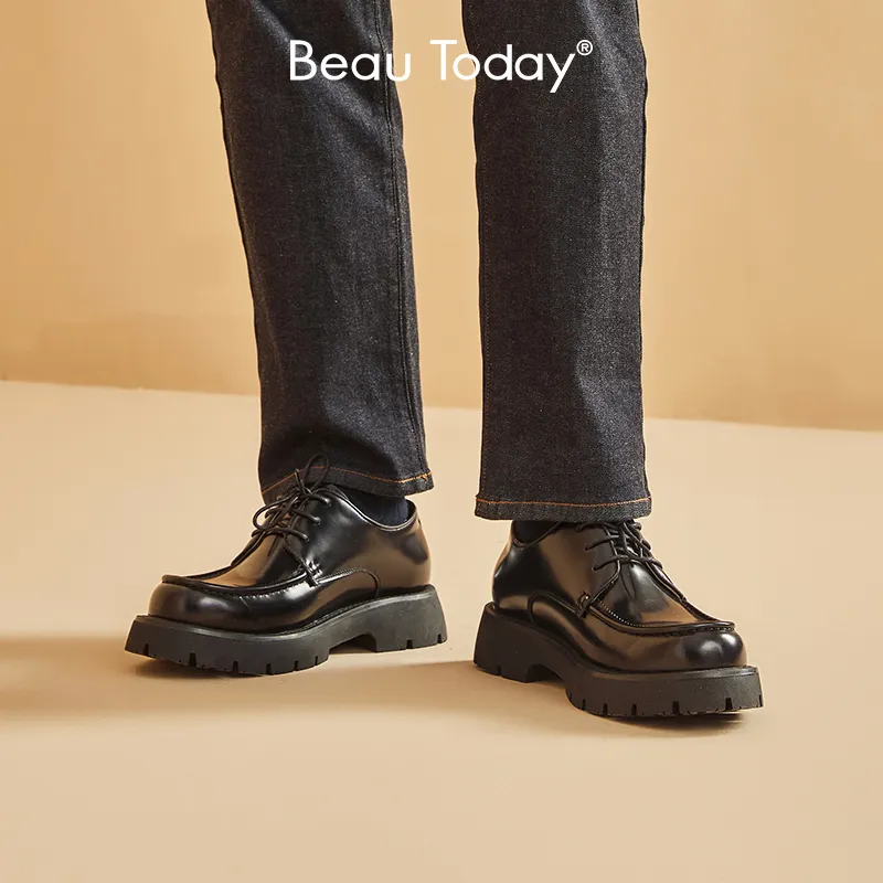 Beau Today Men's Casual Shoes Men Low Top Classic Black-7
