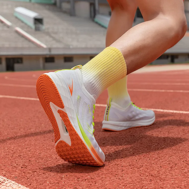 LPMX Cushioning Breathable Lightweight Low Top Marathon Racing Running Shoes Unisex Neon Orange Yellow-8